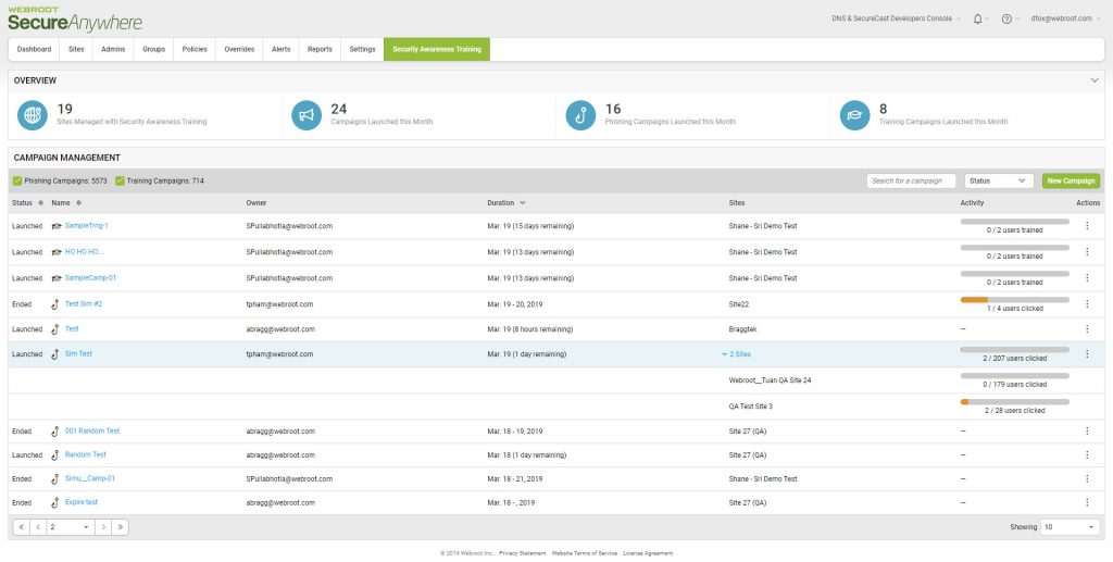 Webroot Campaign Management