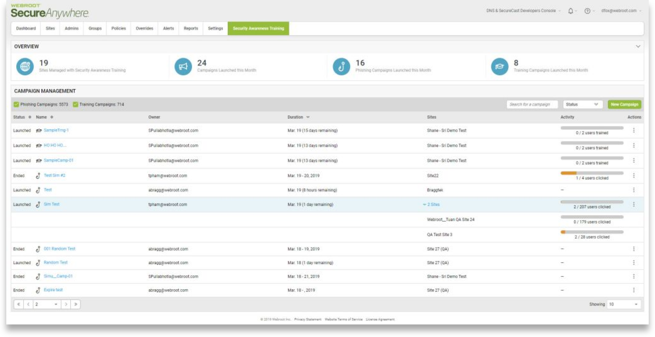 Webroot Campaign Management