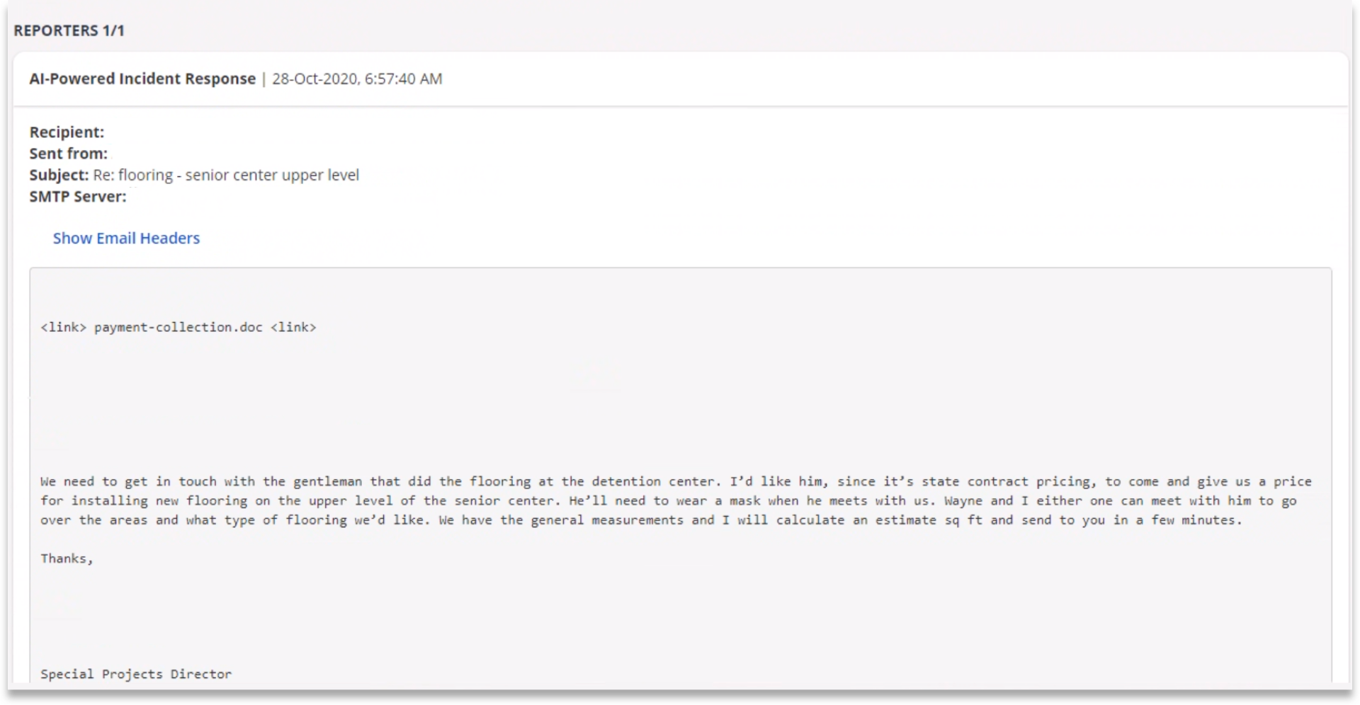 An example of the advanced cyber-attack sent within a local Georgian municipality.